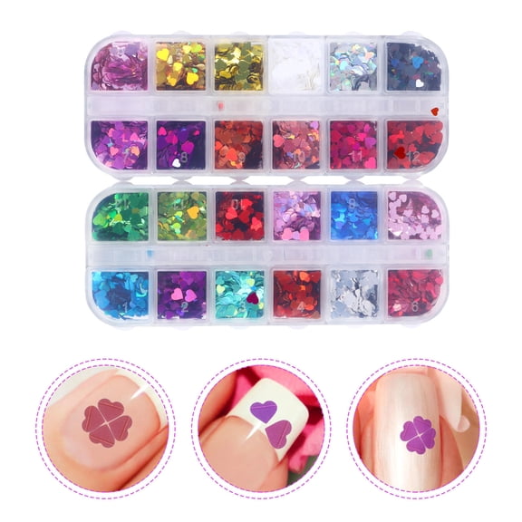 Raindrops 2 Boxes Fingernail Embellishments Heart Nail Glitters 13X5Cm