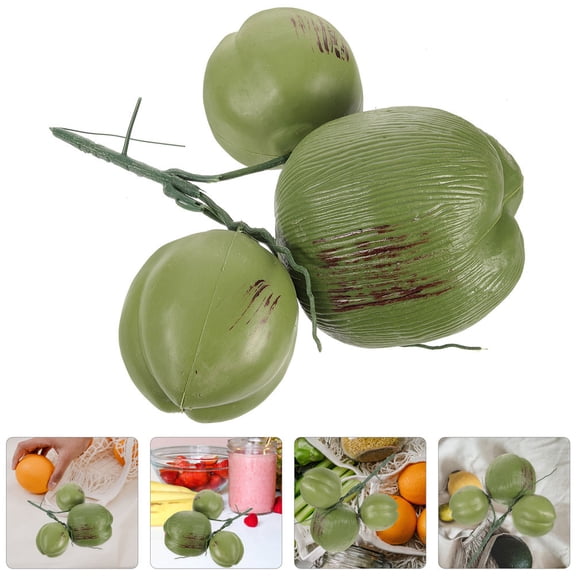 FOMIYES Realistic Artificial Green Coconut Decorations, Plastic Tropical Party Props and Farmhouse Style Home Decor Accents