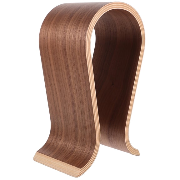 Raindrops 2 Count Office Solid Wood Headphone Stand Earphone Holder Work 25.2x14.5cm Brown