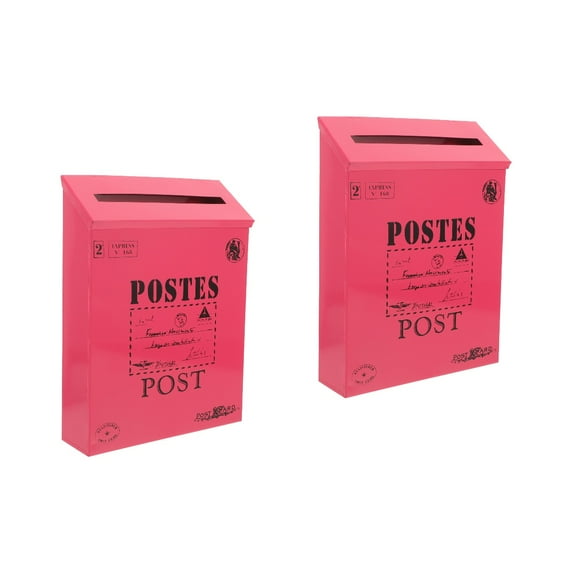 Raindrops  2 PCS Retro Tin Mailbox Door Large Wall Mounted Office Rosy