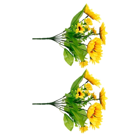 Raindrops  2 PCS Sunflower Decoration Craft Flowers Fake Arrangement Yellow