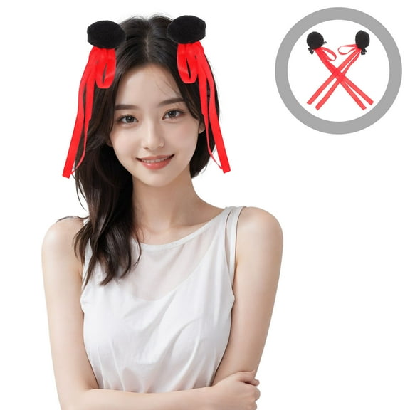 Raindrops 2 Pairs Cute Hair Clips for Girls Pompom Hair Barrettes with Ribbons for Parties Weddings Daily Use Styling Hair Accessories