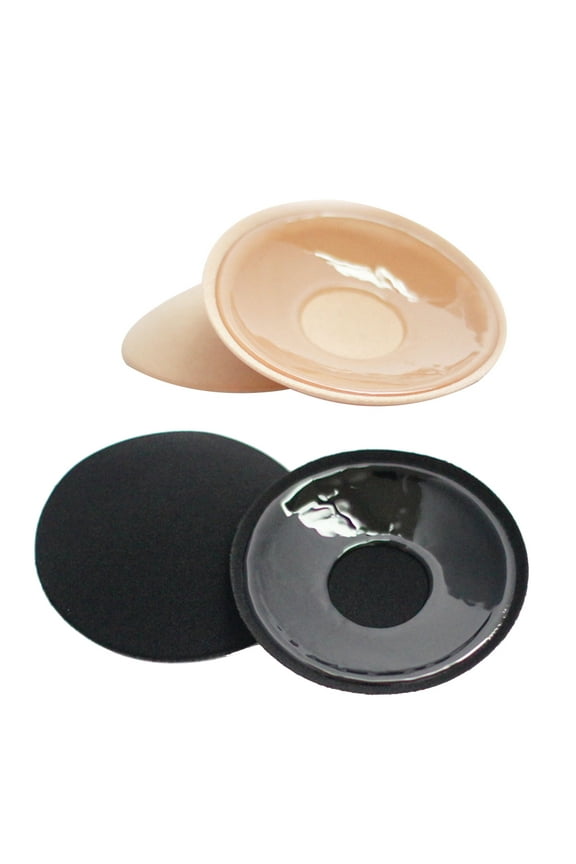 Raindrops 2 Pairs Pairs Round Stickers Cover Adhesive Breast Pasties Invisible Breast Concealer pad for Women (Skin-color & Black)