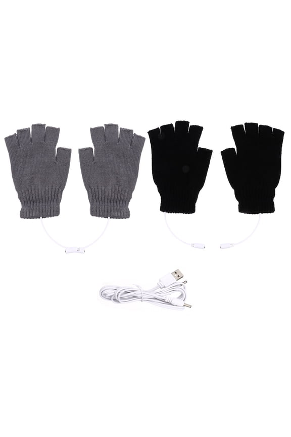 2 Pairs USB Heated Finger Mittens - Winter Warm