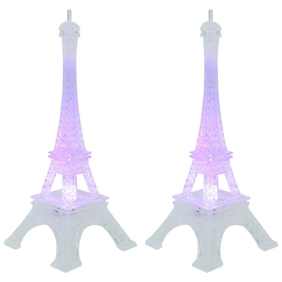 Raindrops Tower Statue Decoration Eiffel Tower Night Light Acrylic 2Pcs