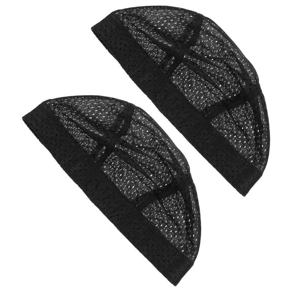 Raindrops 2 Pcs Adjustable Wig Hat Net Cap Breathable Bald Miss Women's Black