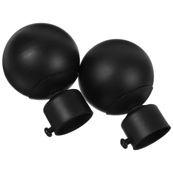 Raindrops Black Curtain Rod Finials Iron Round Ball 2Pcs