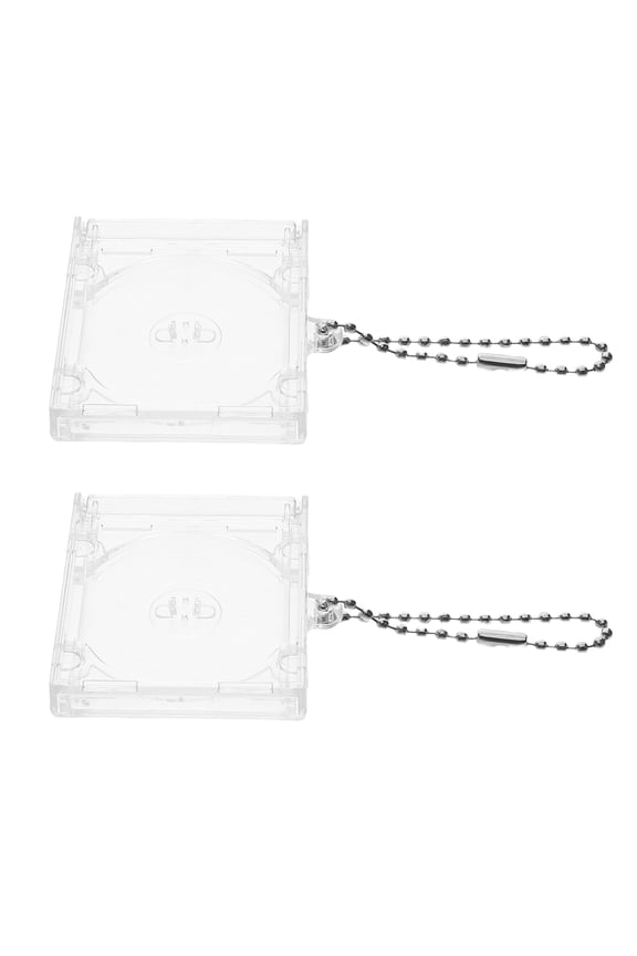 2 Pcs Blank Keychains CD Case Keychain Man 5.20X5.00X1.00CM Transparent