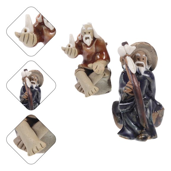Raindrops 2 Pcs Bonsai Photo Props Shiwan Doll Bonsai Person Ornament Man 5X4X3CM