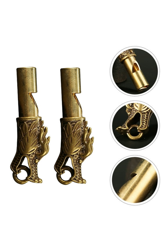 Easy to Blow Whistle Copper 2Pcs 11.8X0.79X0.55In
