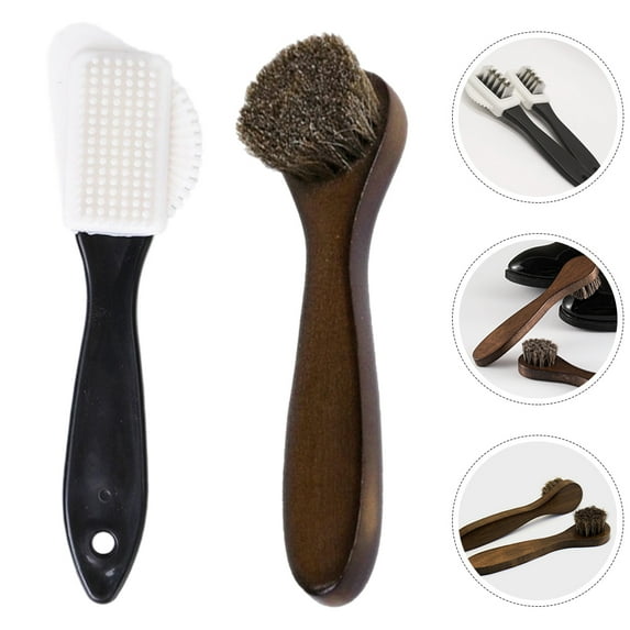 Raindrops Shoe Care Kit Horsehair Shoe Brush Assorted Color 2Pcs