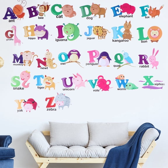 Raindrops 2 Pcs Cartoon Wall Paste Animal Alphabet Wall Sticker Decorative Wall Paper