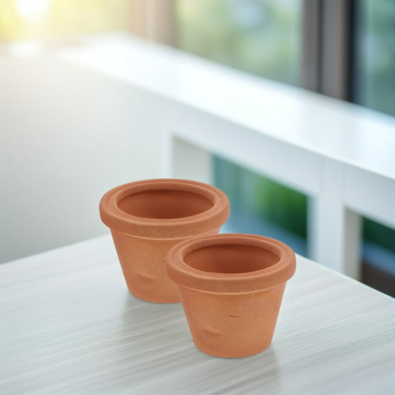 Raindrops  2 Pcs Ceramic Flower Pots Clay Mini for Plants Small Crafts Baby Red