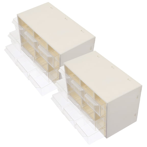 FOMIYES 2Pcs Versatile Beige Plastic Desk Organizer Drawer Box for Cosmetics and Small Items