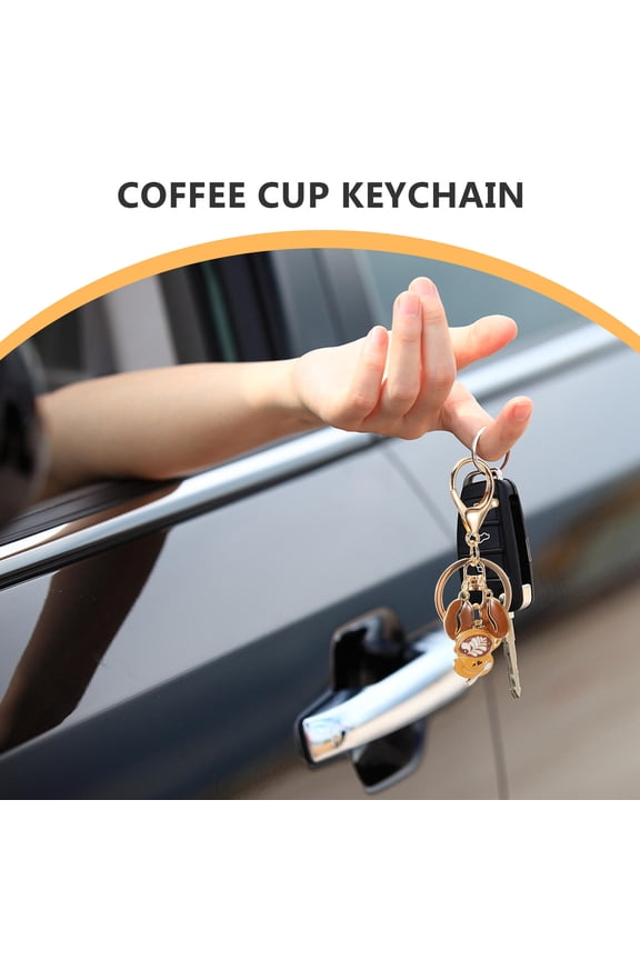 2Pcs Zinc Alloy Coffee Keychain with Coffee Beans and Cup for Purse Charm