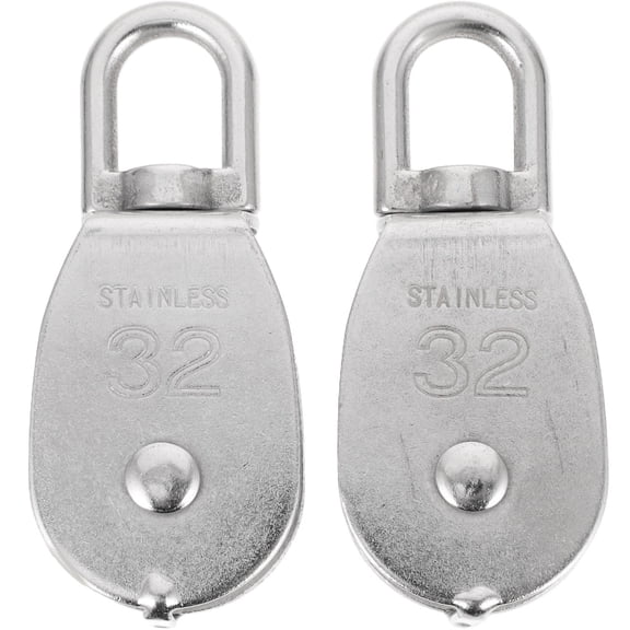 Raindrops 2 Pcs Crane Pulley Block Bearing Wheel Wire Towing Wheels Swivel Silver