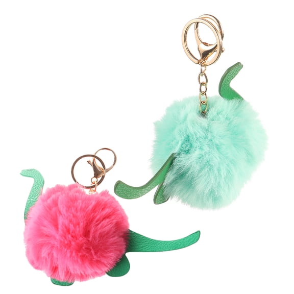 Raindrops 2-Pack Adorable Plush Dinosaur Pom Pom Keychains for Backpacks, Purses, and Bag Accessories