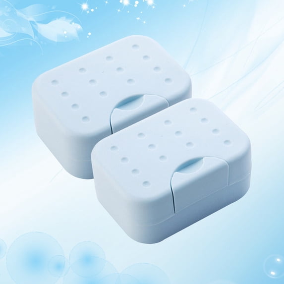 SHINYPASING Bathroom Soap Box Locked Soap Container Box Blue 2Pcs for Outdoor Activities