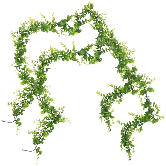 LABRIMP 2-Pack Artificial Rattan Green Leaf Hanging Vine Plants for Indoor and Outdoor Decoration