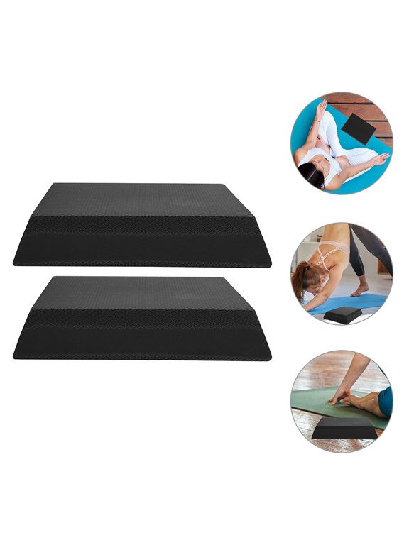 Yoga Balance Mat Tpe Supple Comfortable for Home Gym Training Barefoot Friendly Black 2Pcs