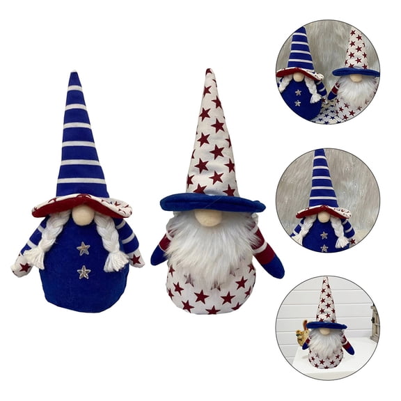 Raindrops Lawn Ornaments Outdoor Gnome Plush Dolls Blue 2Pcs