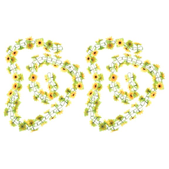 Raindrops  2 Pcs Fake Sunflower Garland Cane Home Ornament Festive Decor