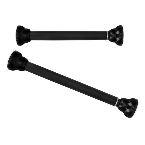 Raindrops 2 Pcs Flexible Curtain Rod Extendable Clothes Rail Adjustable Tension No Drill Rods Black