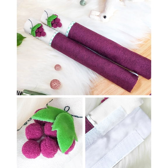 Raindrops  2 Pcs Floral Printed Refrigerator Handle Cover Antiskid Protector Gloves Purple
