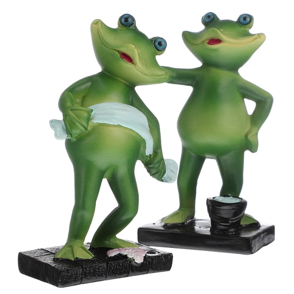 Raindrops 2 Pcs Frog Ornaments for Spa Miniature Home Decor Lovers Green