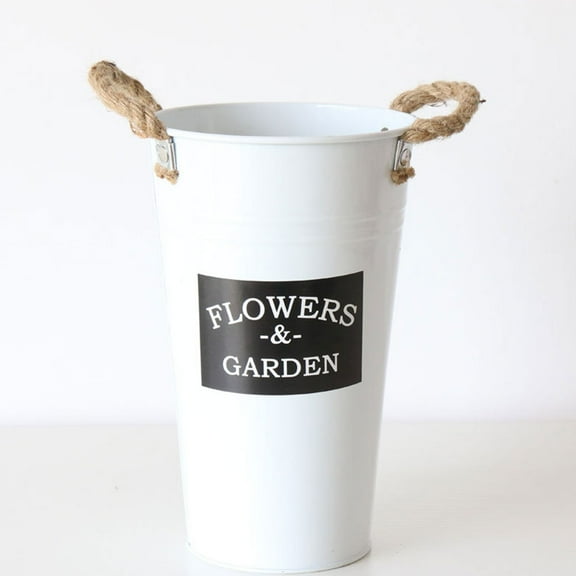 Raindrops  2 Pcs Galvanized Wide Vases for Decoration Tin Flower