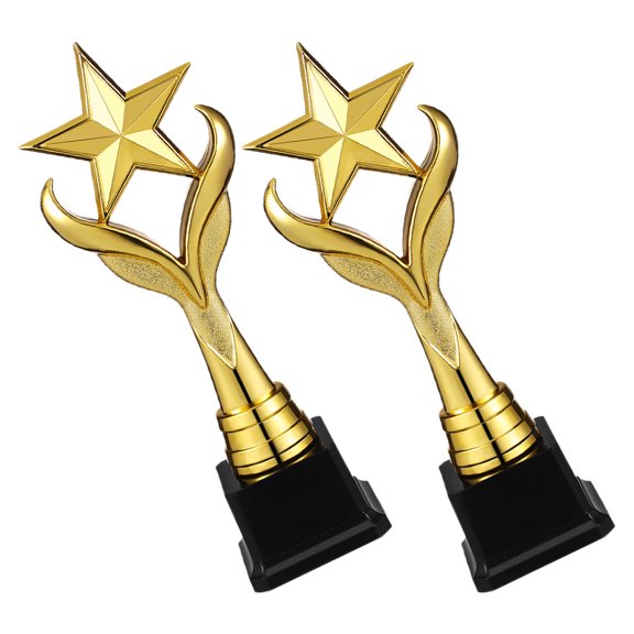 Raindrops Party Award Trophy Golden Plastic No Burr For Students 2Pcs 11.3X3.9X3.1In