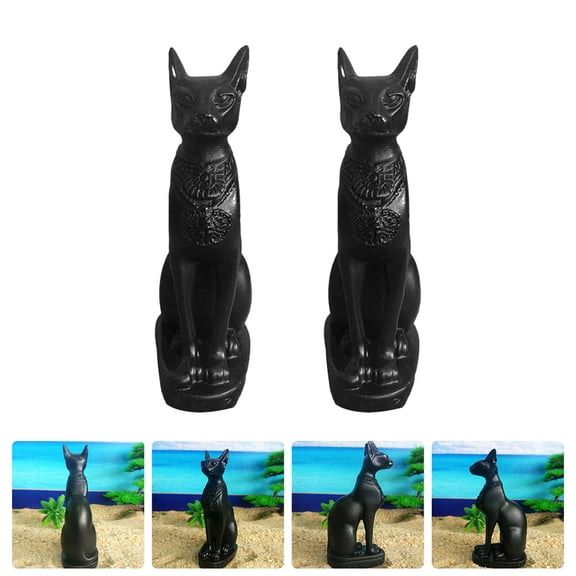 Raindrops 2 Pcs Gods Cat God Ornament Household Decoration 10.6X5.5CM Black