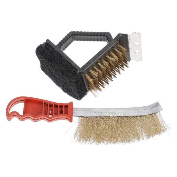 LABRIMP 2Pcs Bbq Cleaning Brush Set Copper Wire Multifunctional Barbecue Grill Brushes for Home Use