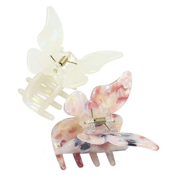 Raindrops 2 Pcs Hair Claws Butterfly Clips Clear Barrettes for Women Jaw Women's Miss
