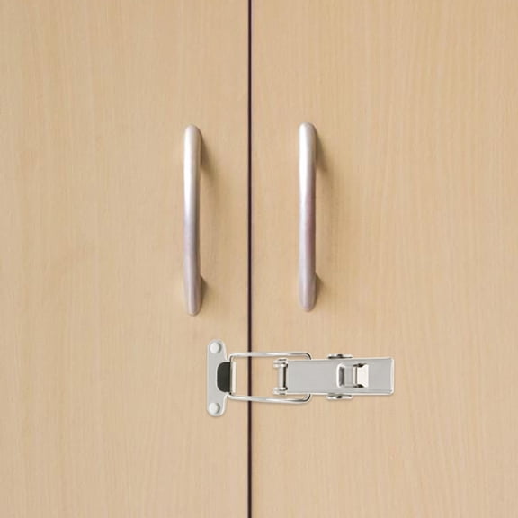Raindrops 2 Pcs Hasp Lock Self-locking Buckle Box Accessory Practical Hasp 9.5x4cm Silver