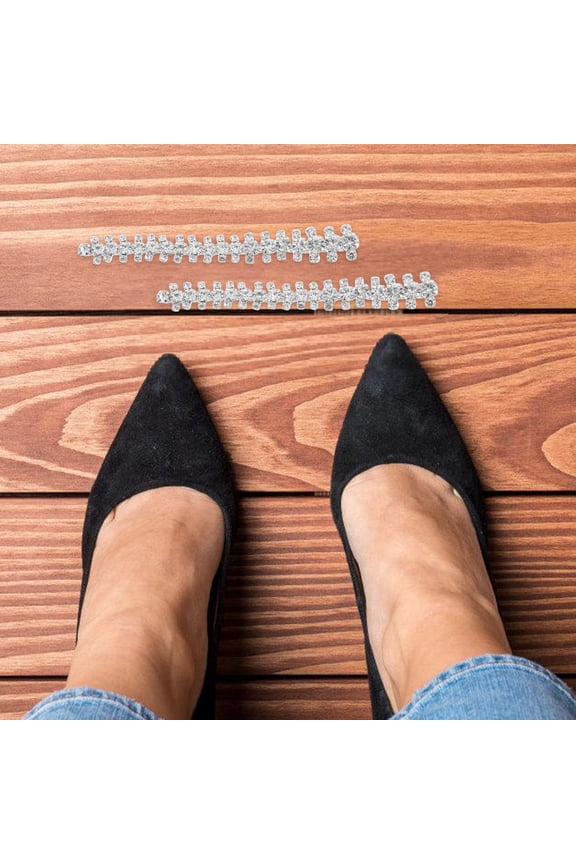 2 Pcs High Heels Accessories Rhinstone Shoe Chain Miss White