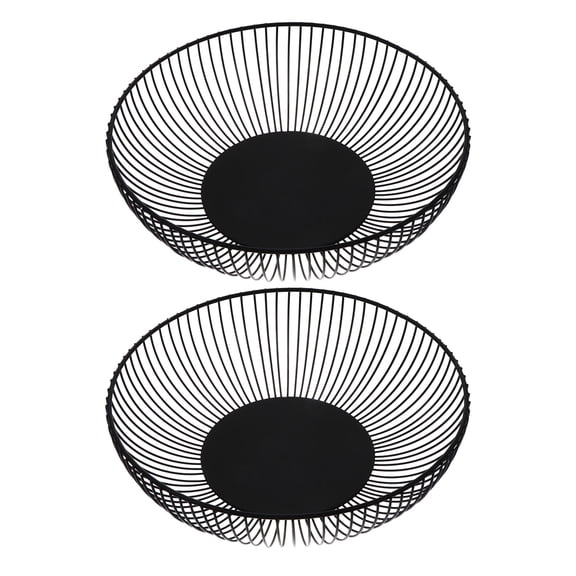 Raindrops 2 Pcs Iron Vegetable Basket Metal Large Mesh Fruit Bowl Black