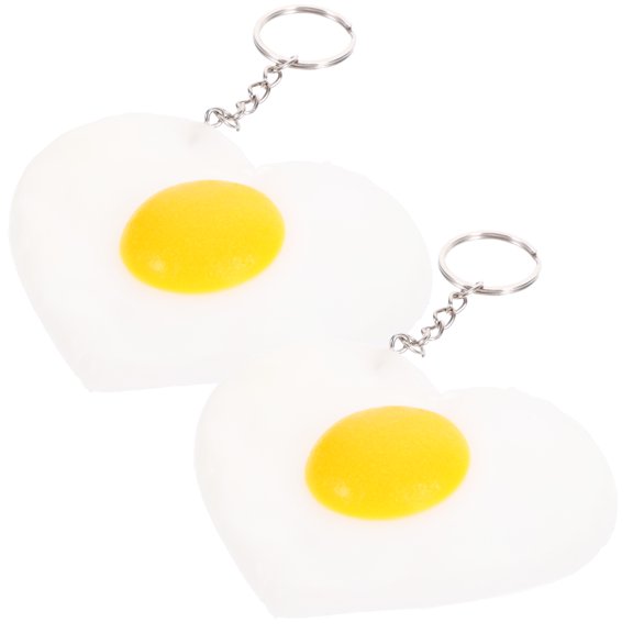 Raindrops  2 Pcs Key Chain Simulation Love Poached Egg Pendant Fried Keychain Adorable