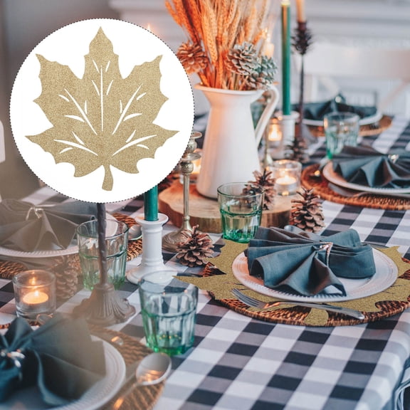 CRILSTYLEO Maple Leaf Shape Nonwovens Placemats 2Pcs 11.8x11.8in