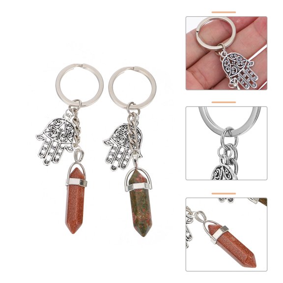 Raindrops 2 Pcs Men Hexagon Keychain Keychain Accessory Keychain Decor Miss 9x3.5cm