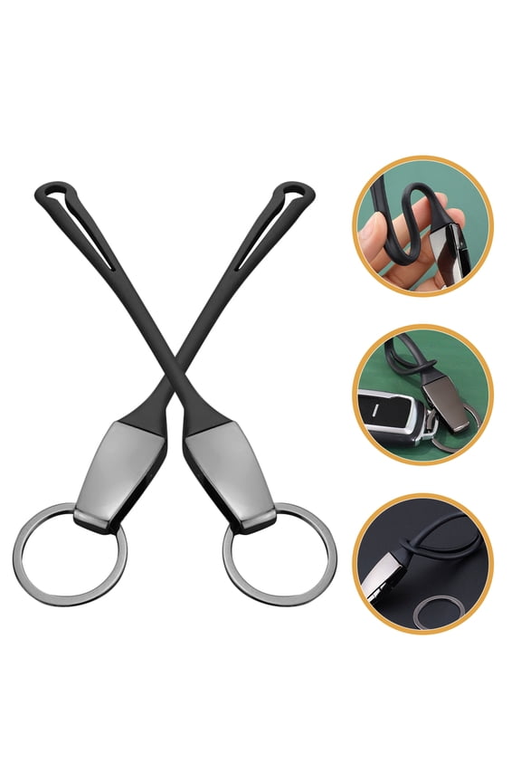 2 Pcs Metal Keychain Keys Snap Apart Holder Keychains Man Black