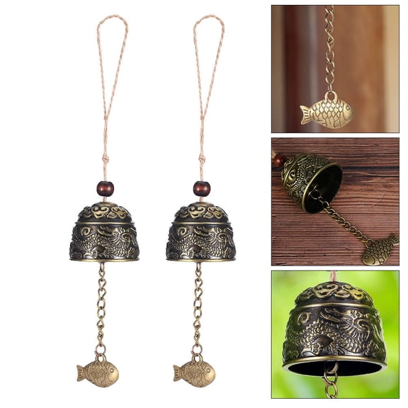 Raindrops  2 Pcs Metal Wind Chime Ornament Garden Bells Ethnic Chimes Golden