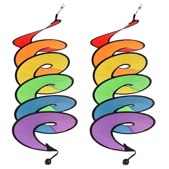 Raindrops  2 Pcs Metallic Outdoor Rainbow Windmill Spiral Pendant