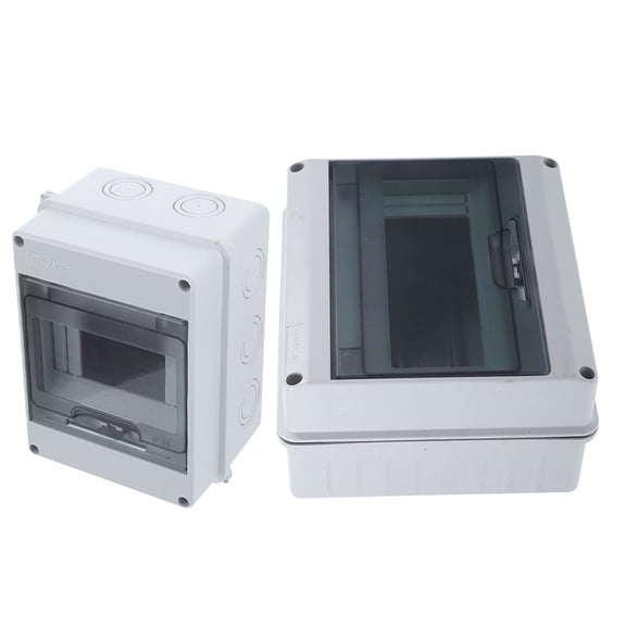 Raindrops 2-Pack White IP65 Distribution Boxes with Breakers for EV Charging Stations and Outdoor Electrical Use