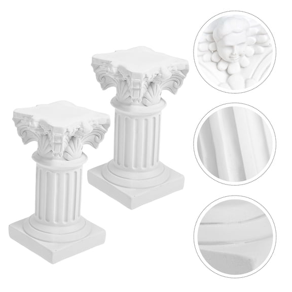 Raindrops 2 Pcs Outdoor Roman Column Candlestick Base Versatile Decoration 12.5x7cm White