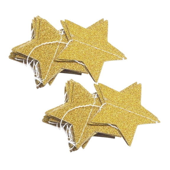 CRILSTYLEO Glitter Star Hanging Gars Golden Paper 2Pcs