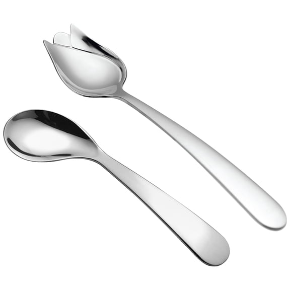 Raindrops 2 Pcs Patients Angled Spoon Elderly Grips Comically Large Child Silver