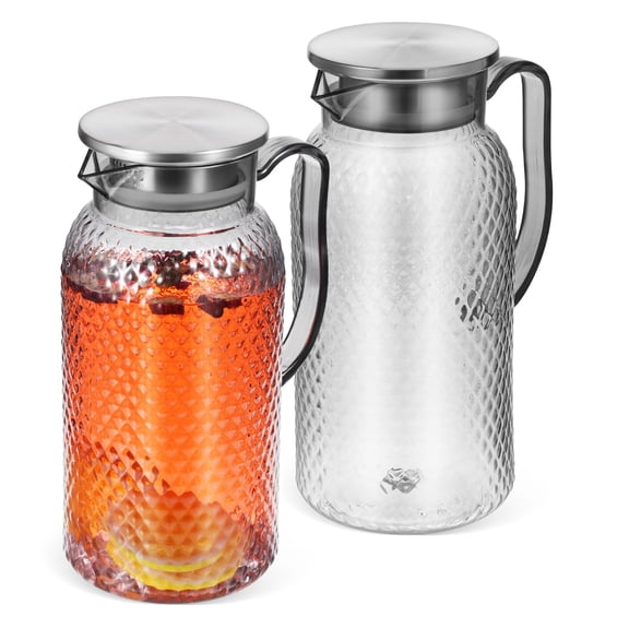 Raindrops Transparent Plastic Pitcher with Lid for Home Use Strong and 2 Pcs Each 0.94 Liters