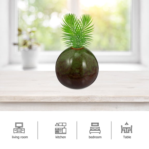 Raindrops 2 Pcs Plant Decor Floral Flower Arrangement Mini Dried Flower Vase 9x6cm Green