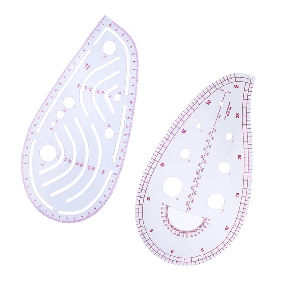 Raindrops 2 Pcs Quilting Rulers Garment Cutter Clothing Measurement PVC